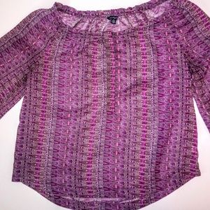 3/$24! AEO Purple Boho Sheer Chiffon Peasant Top